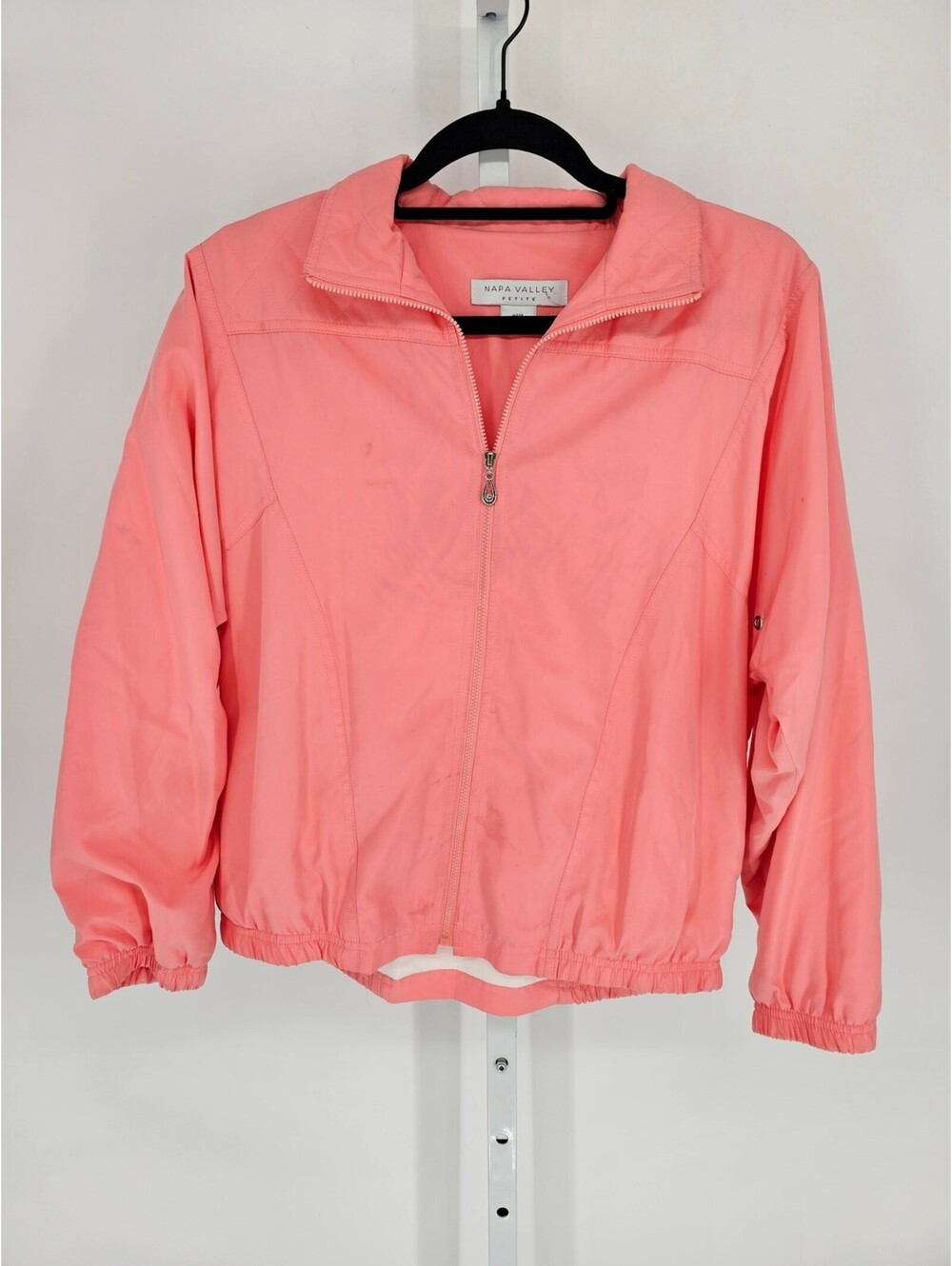 Vintage Napa Valley Womens Sz PM Petite Zip Up Track Jacket Light Pink